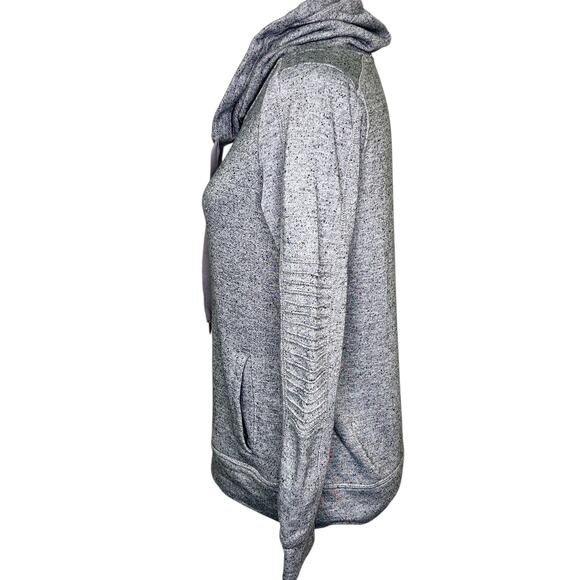 Steve Madden Gray Cowl Neck Pullover Sweatshirt Thumbholes Pocket Small - Picture 3 of 9